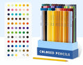 Set of 72 or 126 coloured art pencils with basswood barrels in boxed packaging.