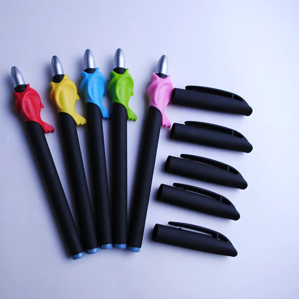 Automatic fading pen set with 0.5mm tip, plastic body, and 8 blue refill cores