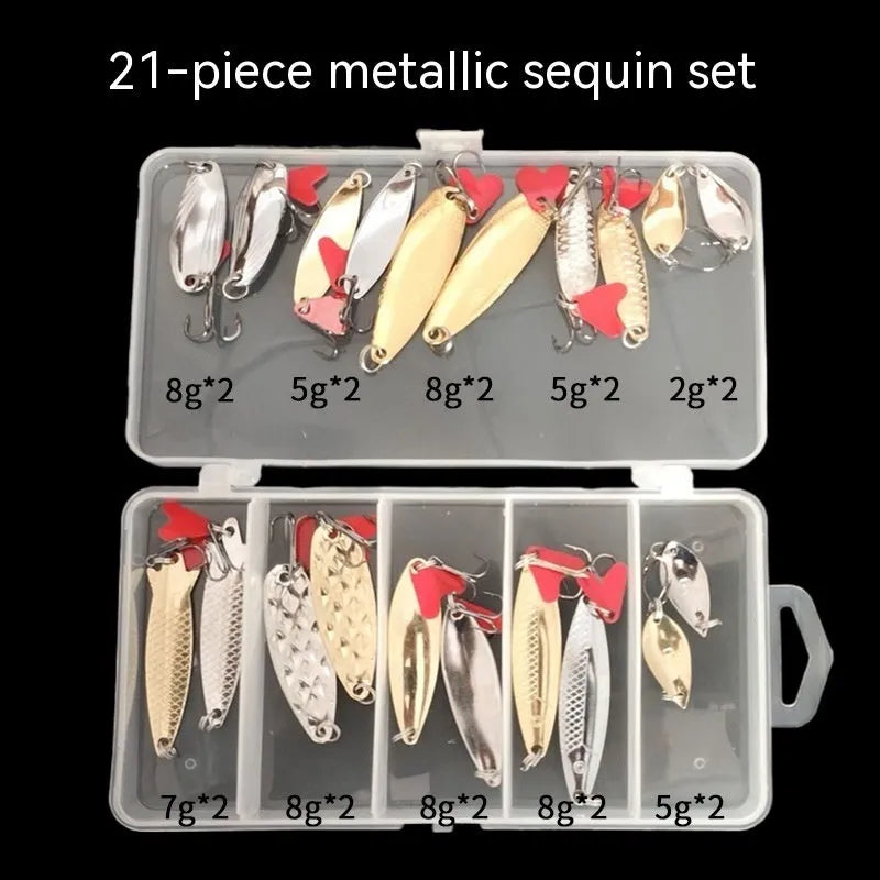 Metal sequin fishing lure components in pineapple shape with gold and silver flash elements