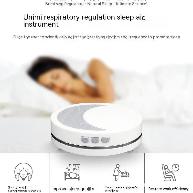 White USB-powered sleep aid device with timing and music functions for insomnia relief