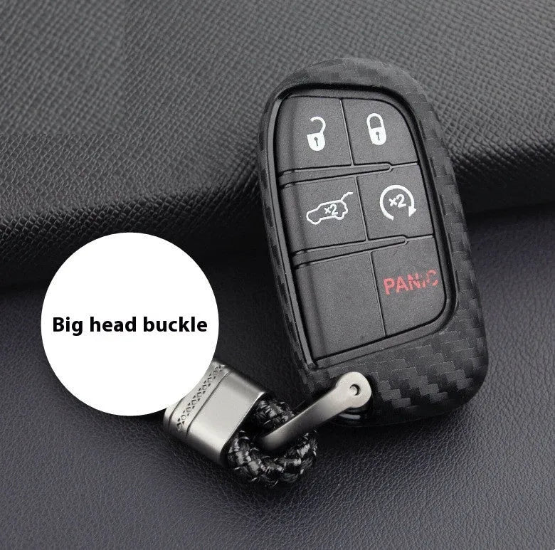 Silicone car key case with carbon fibre pattern for Dodge Chrysler Fiat vehicles