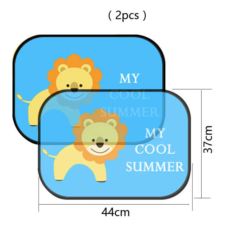 Electrostatic adsorption car side window sunshade with animal designs on nylon mesh