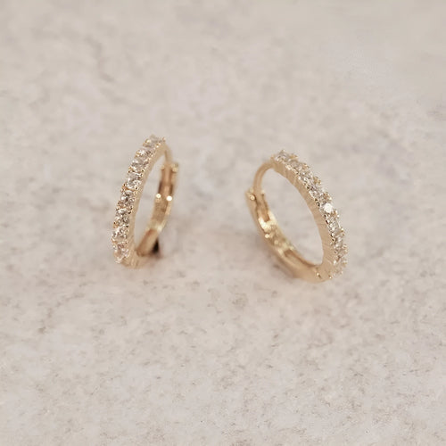 925 silver diamond-embedded geometric round ear ring for women in gold and white gold colour