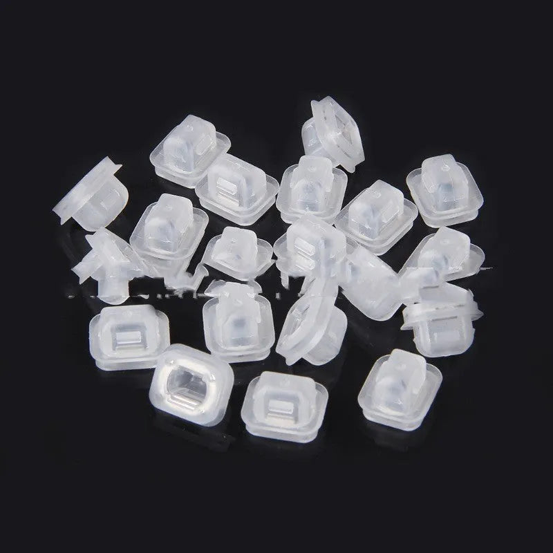 BMW E39 E38 interior trim fasteners with peach wood style finish and transparent plastic construction