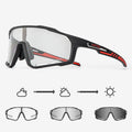 Photochromic cycling sunglasses with a semi-rimless TR90 frame shown in one of 14 available colours.