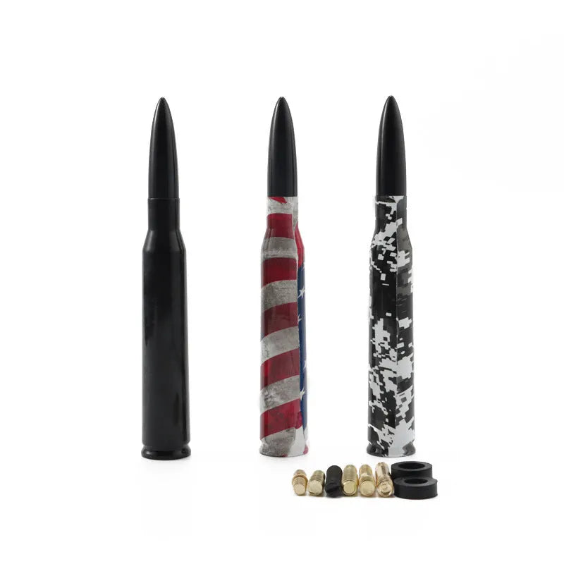 14cm camouflage pattern and American flag bullet car antenna for universal vehicle fit