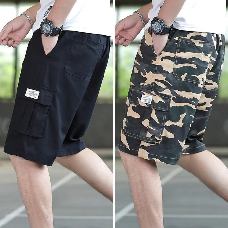 Men's loose casual trousers with giraffe pattern in camouflage colour