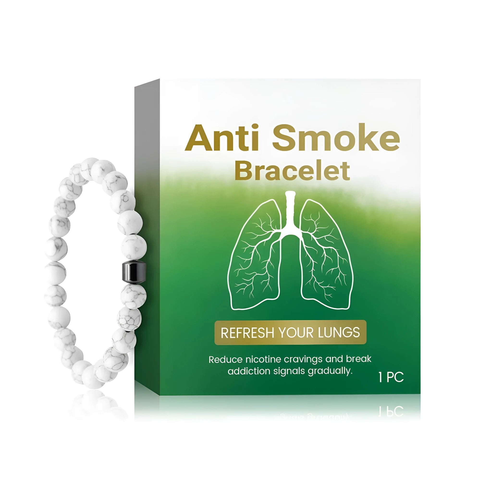 Synthetic turquoise smoke prevention bracelet with stretch band for women