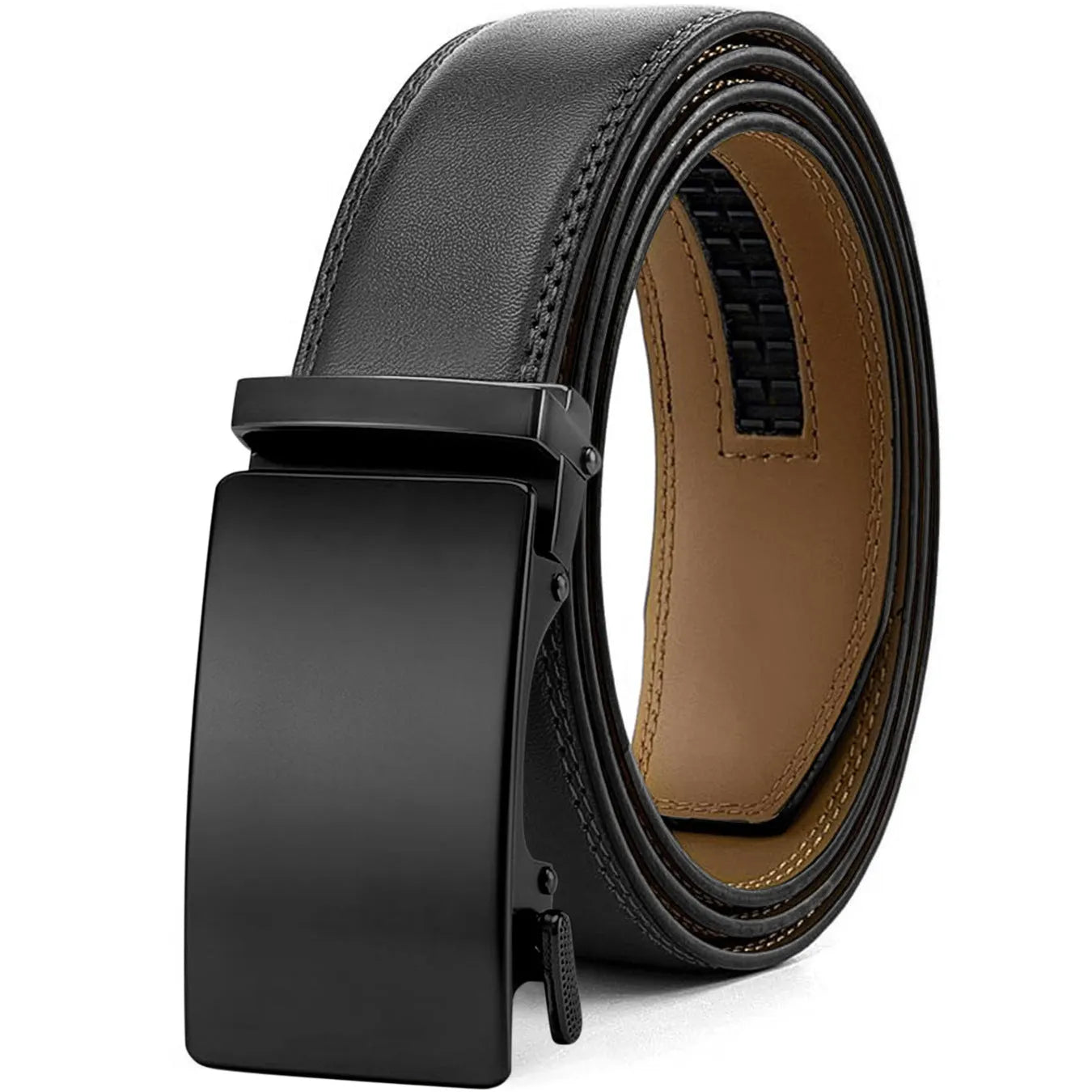 Men's PU leather belt with automatic alloy buckle in multiple colour options