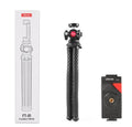Black octopus-style mobile phone tripod with clip extended to 360mm on a table.