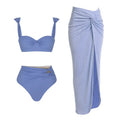 Women's solid-colour one-piece swimsuit with removable skirt and gold button detail in nylon fabric