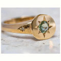 Gold colour adjustable ring with oval asterism zircon star design on zinc alloy.