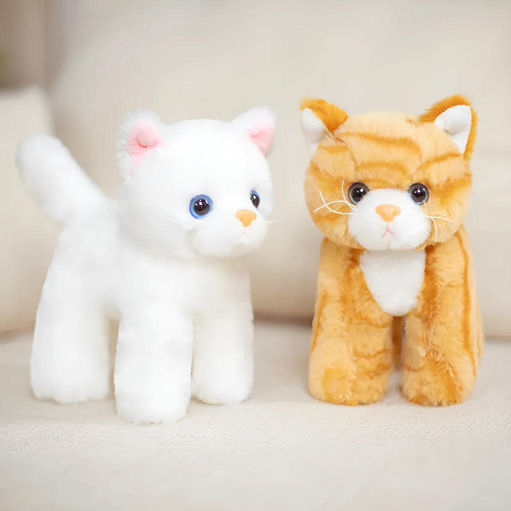 Small plush toy cat 20cm white kitten with PP cotton filling short plush fabric