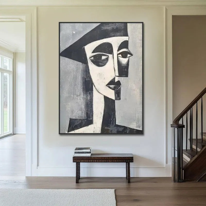 Hand-painted modern portrait oil painting on canvas for living room wall decor