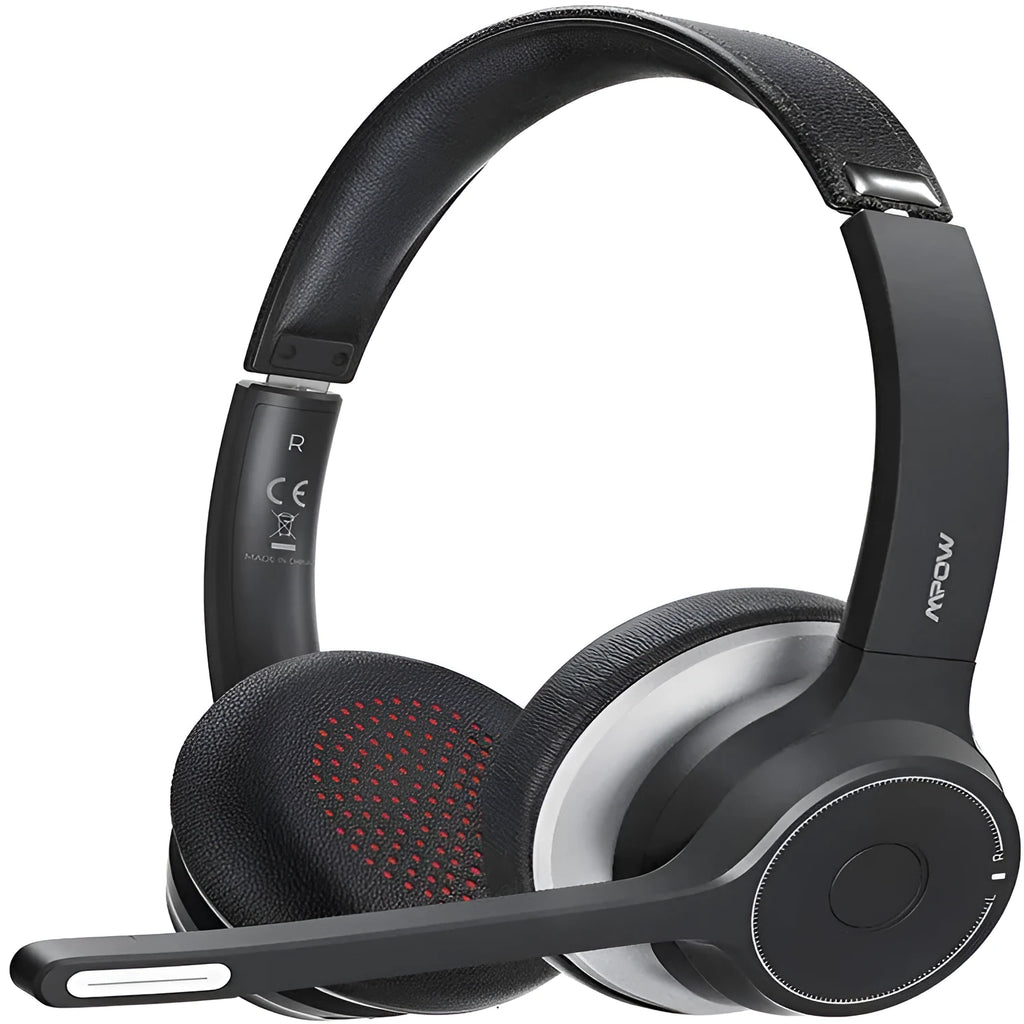 Black noise reduction earphone with head mounted design and Bluetooth 5.0