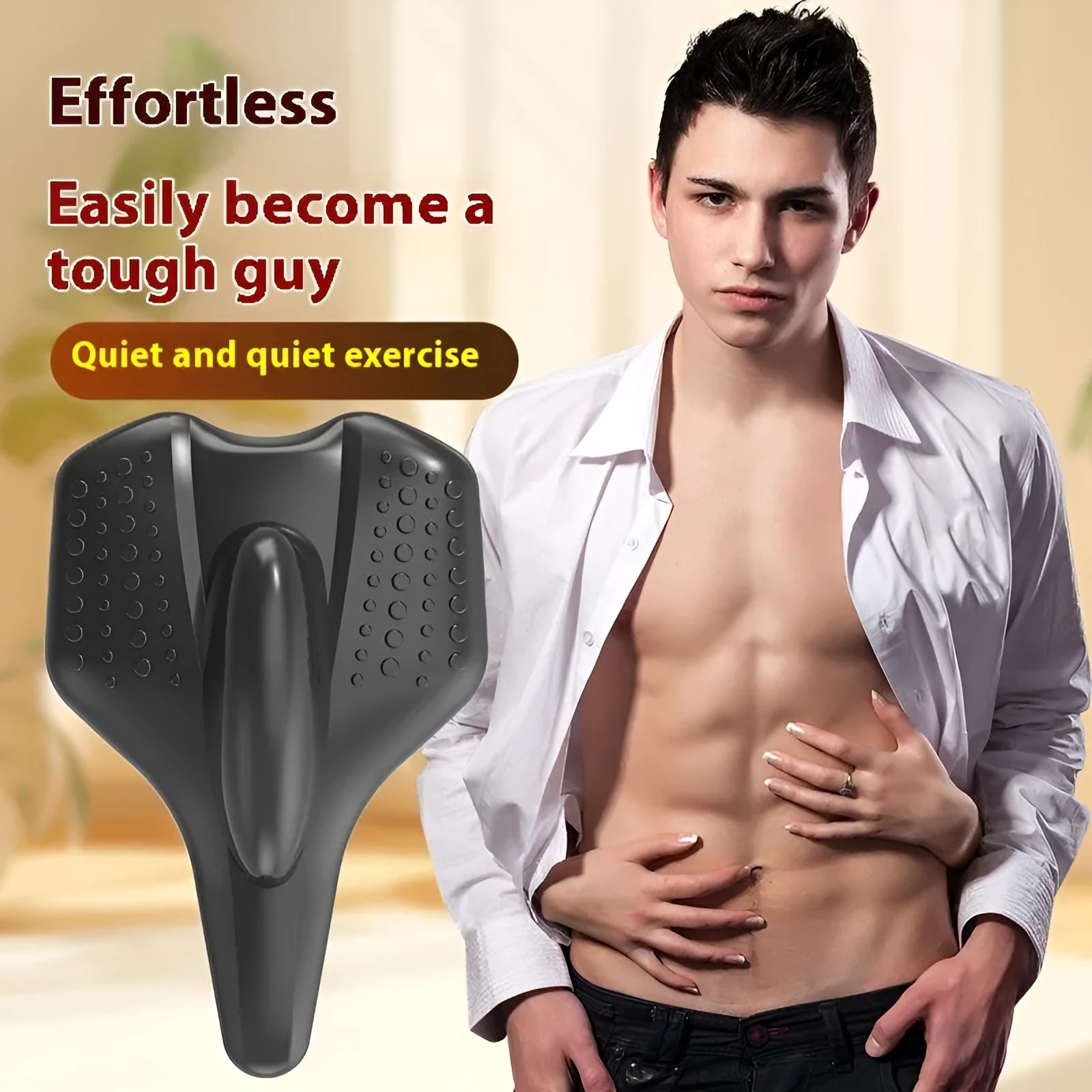 Portable male leg clamp exercise trainer in PU foam material with portable colour finish