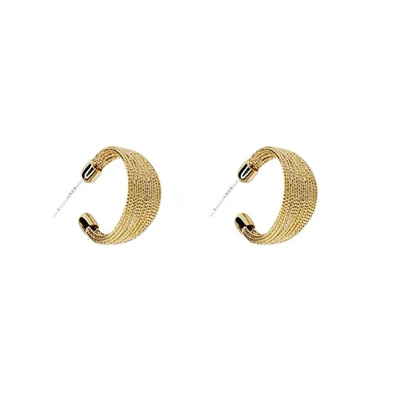 Multi-layer simple bracelet earrings set with silver and gold electroplated finishes