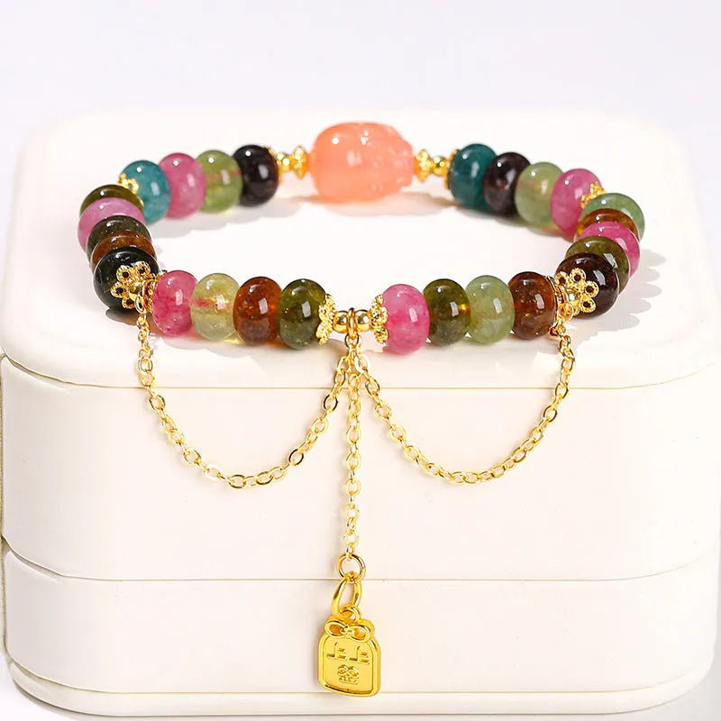 Green natural crystal jade bracelet for women with handmade fresh style design