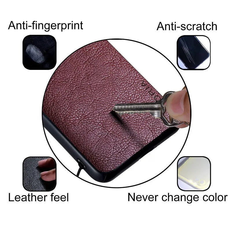 Google Pixel 6A phone case in PU leather with glass back protection in business classic style