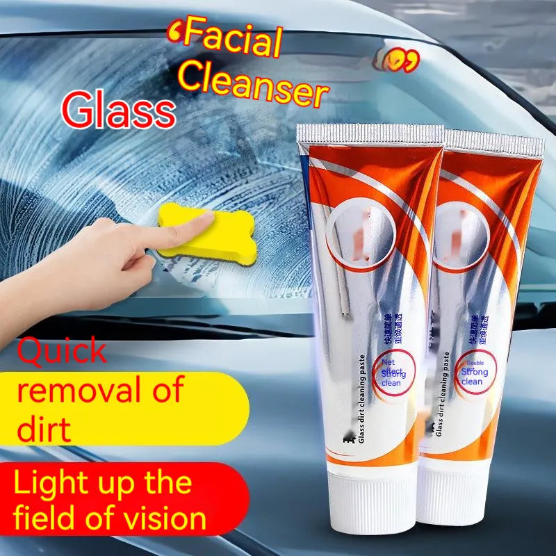 White 65ml bottle of car windshield cleaning agent for removing oil stains from glass.