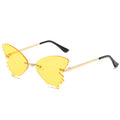 Butterfly rimless sunglasses with UV400 protection in vintage style plastic and metal frame