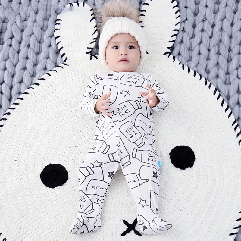Children's 100% cotton long sleeve clothes set in white for spring and autumn