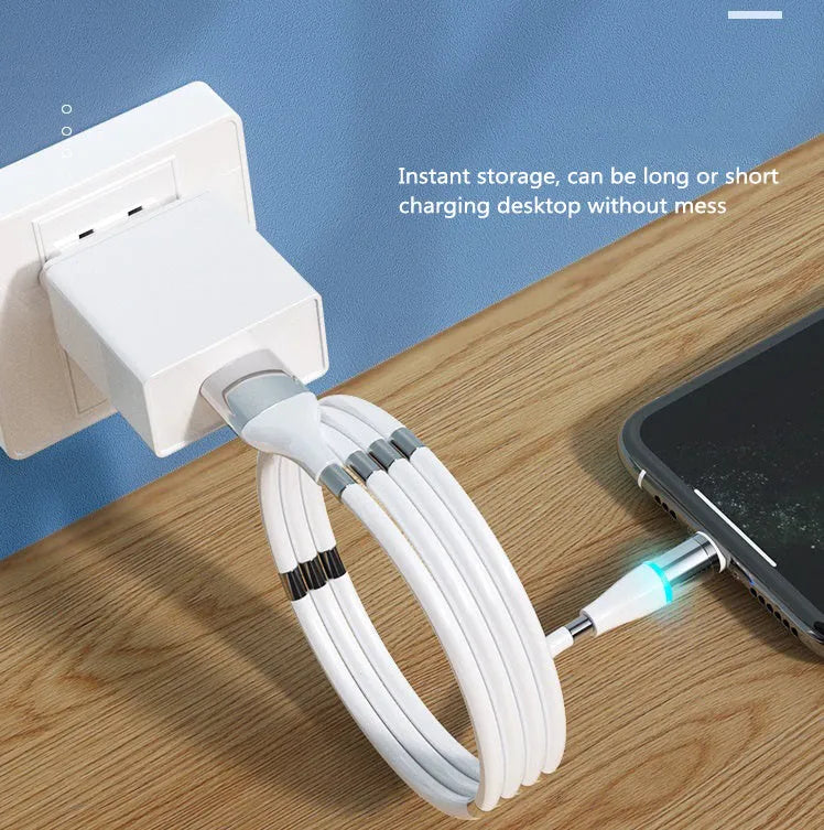 3A fast charging magnetic data cable with TPE coating, Type-C Apple Micro heads, black