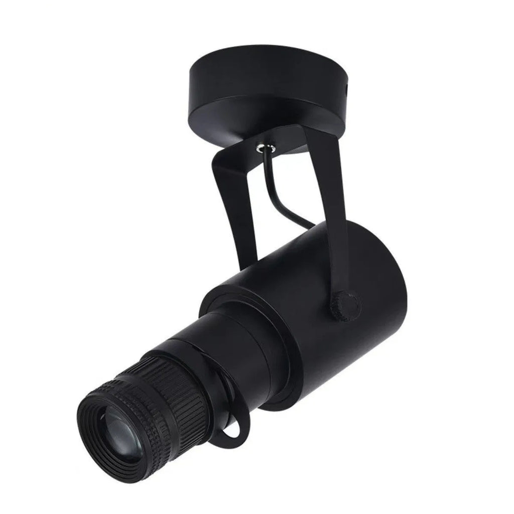 Black surface-mounted LED spotlight with aluminium shell for restaurant atmospheric lighting