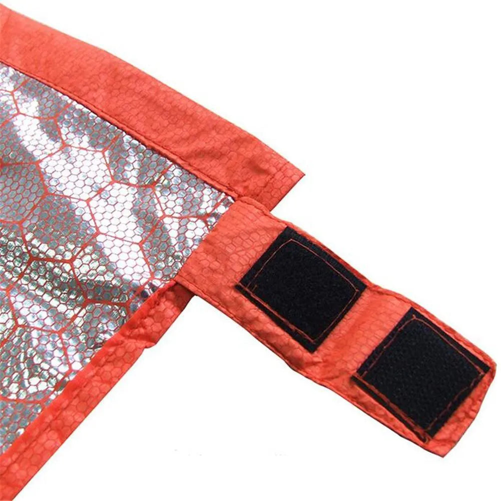 Orange thermal sleeping bag with 15D silver coated nylon plaid fabric for heat reflection insulation