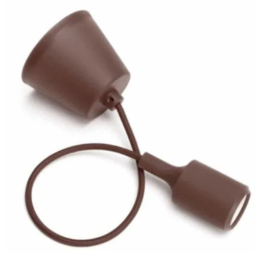 E27 E26 silicone ceiling lamp holder with cord in multiple colour options on a white background