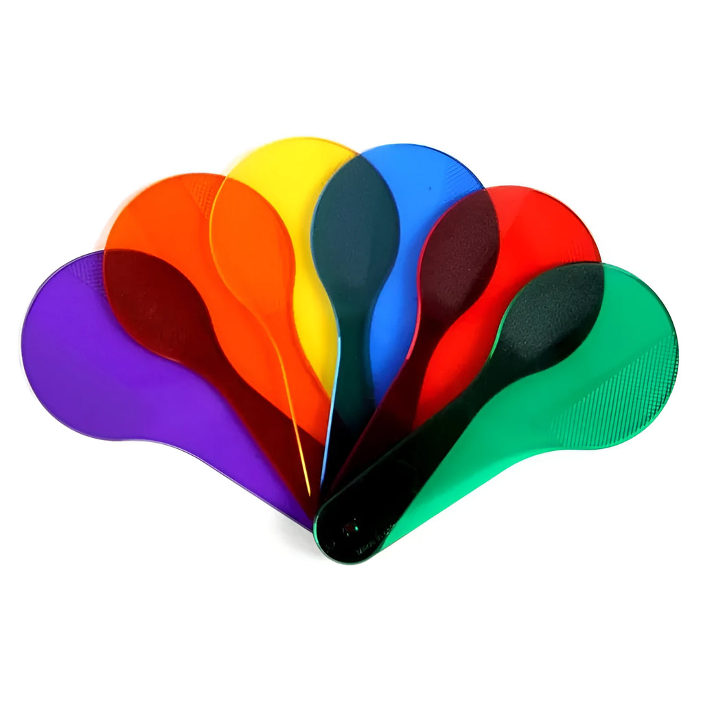 Six coloured PVC learning boards for children with red, yellow, blue, green, orange and purple options