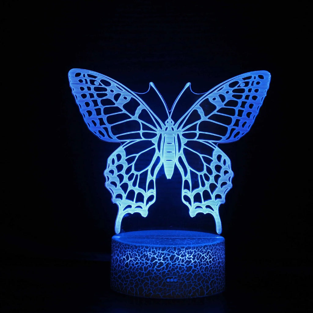 Colourful 3D acrylic USB touch table lamp with night scene design on 9.5cm base