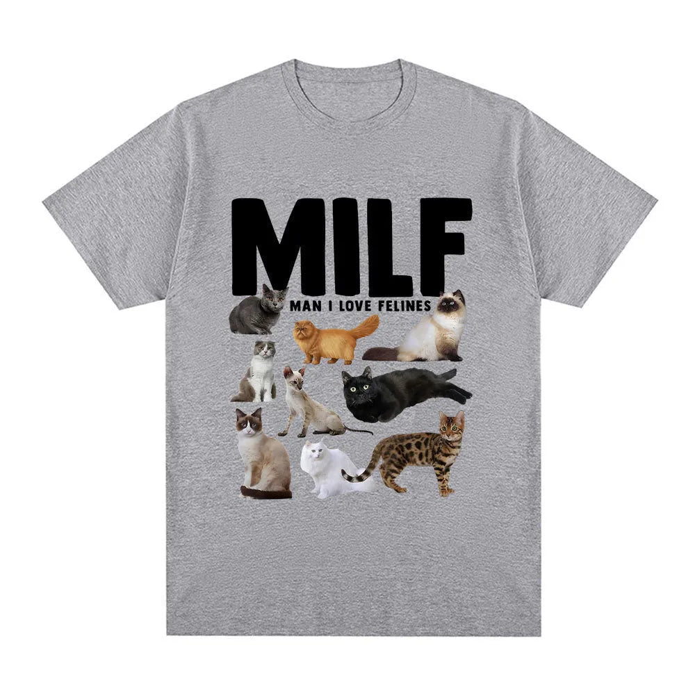 Funny cat lovers graphic t-shirt with geometric painted pattern on cotton fabric