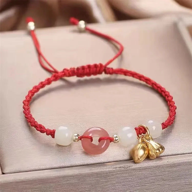 Hetian jade bracelet with constellation modelling and peace buckle adjustable closure in various strap colours