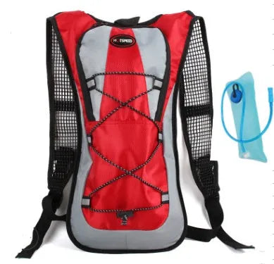Lightweight waterproof outdoor sports backpack in black, available with 2L water bag for running and off-road riding
