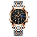 Men's quartz luminous waterproof watch with stainless steel case in blue colour