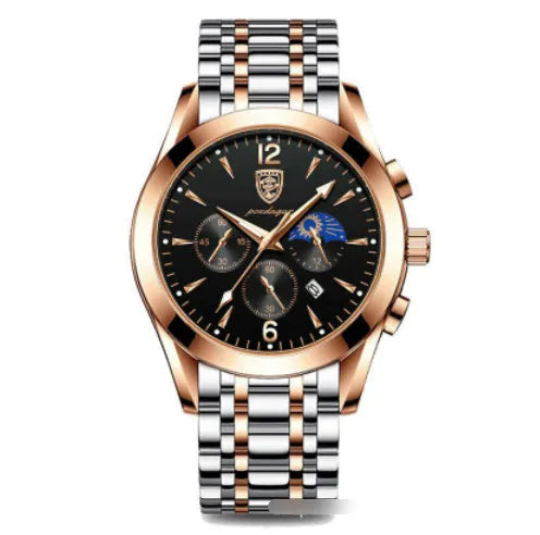 Men's quartz luminous waterproof watch with stainless steel case in blue colour