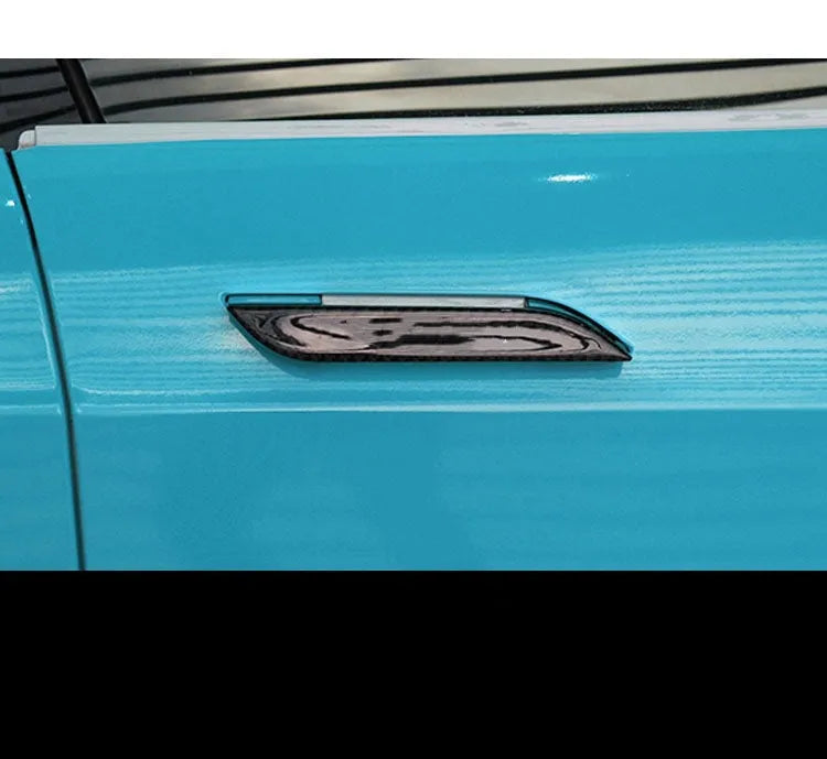 Four carbon fibre door handle protection stickers for Tesla Model S with adhesive backing