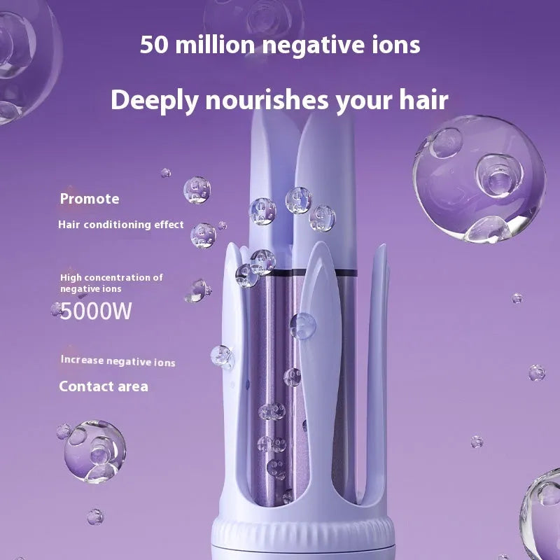 32mm automatic hair curler with anion technology in light purple colour with styling clips