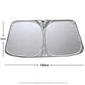 Aluminium foil car sunshade showing titanium silver colour, folded concertina-style.