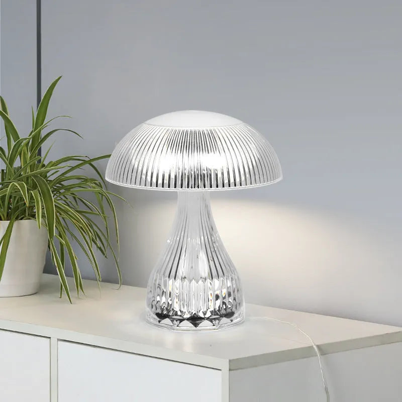 Three-colour changing USB rechargeable bedside lamp with 20x16cm acrylic body