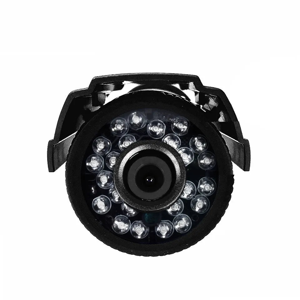 Black AHD HD waterproof surveillance camera with a fixed lens on its waterproof ABS plastic housing.
