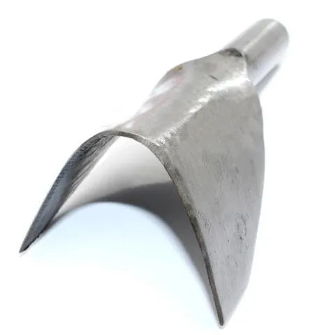 Six steel leather craft punch tools in half-round and V shapes ranging from 15mm to 40mm