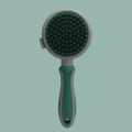 Green and pink two-sided silicone pet grooming brush with retractable slicker brush and octopus-teethed massager