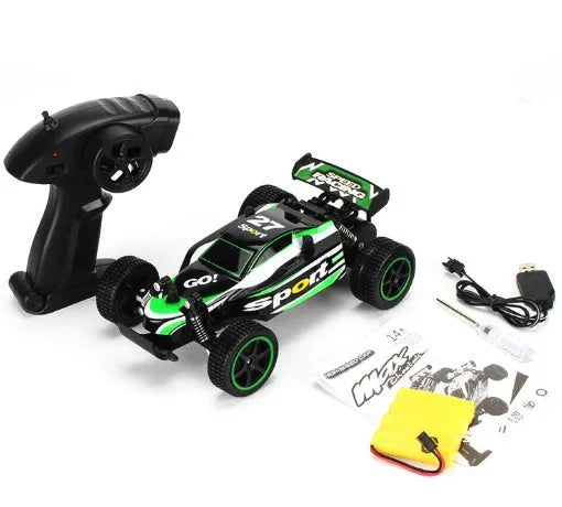 Blue and yellow 1:18 scale remote control off-road car with 2.4Ghz transmitter