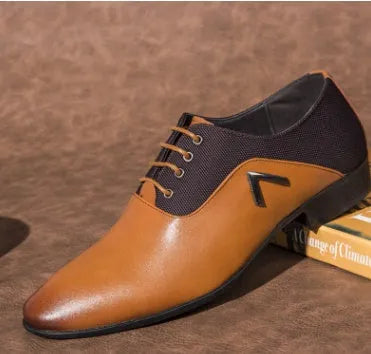 Men's black Oxford shoes with a low-cut PU leather upper and rubber sole.