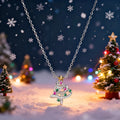 Two-tone copper Christmas tree necklace with inlaid zircon snowflake pendant on adjustable chain