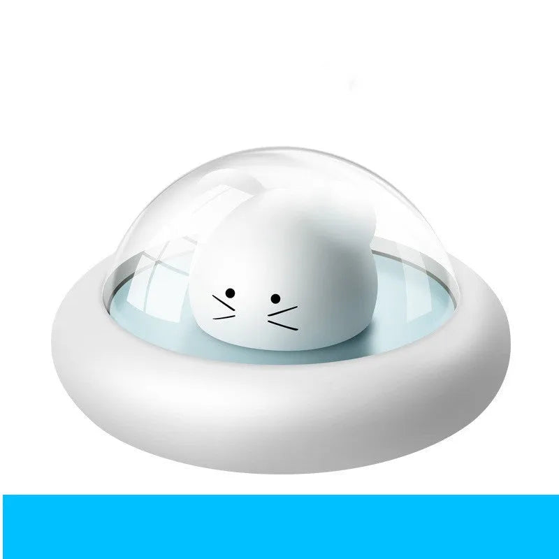 Blue USB LED night light with touch dimmable lampshade and 5W USB cord, compact size 12x12x6.5cm