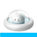 Blue USB LED night light with touch dimmable lampshade and 5W USB cord, compact size 12x12x6.5cm