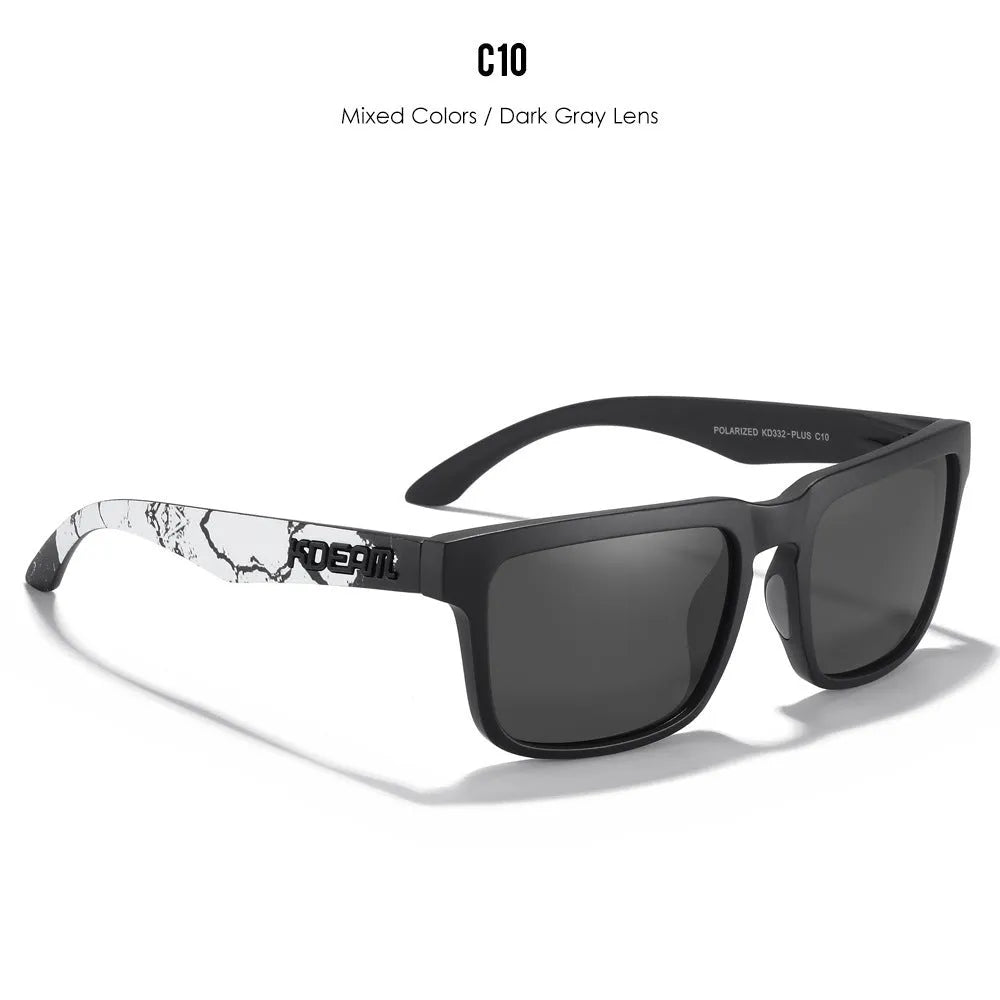 Square polarized sunglasses with TAC lenses and PC frame in multiple colour options